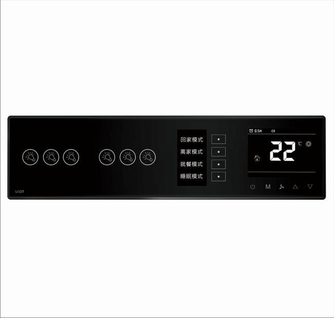集成面板_3灯+3灯+OLED+新风（黑+金）